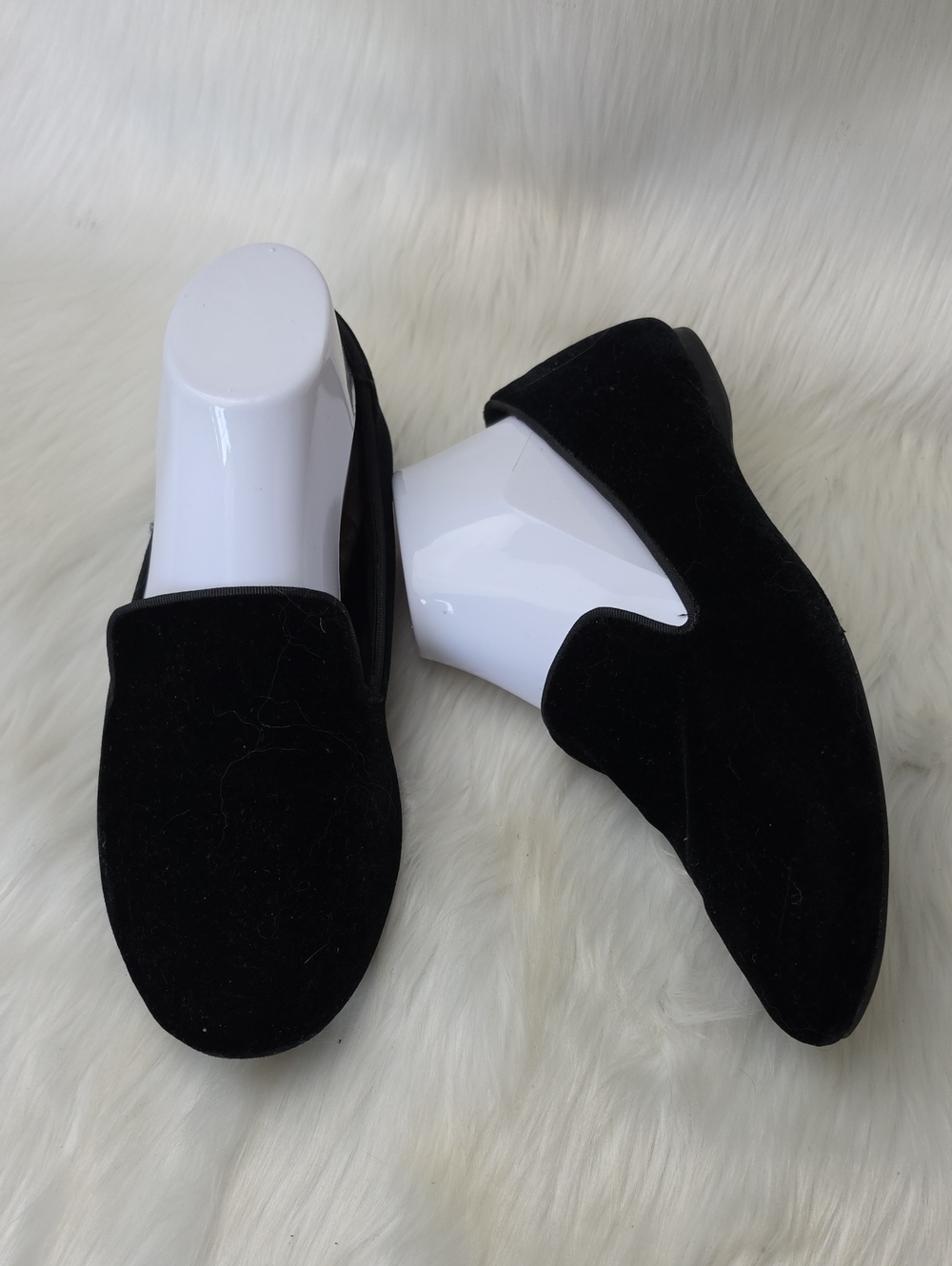 BIRDIES The Starling Black Velvet Comfort Luxury Holiday Career Smoking Loafer 9